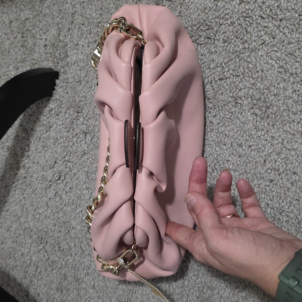 Michael Kors Small Nola Chain Clutch Shoulder Crossbody Bag Smokey Rose Pink - Picture 7 of 16